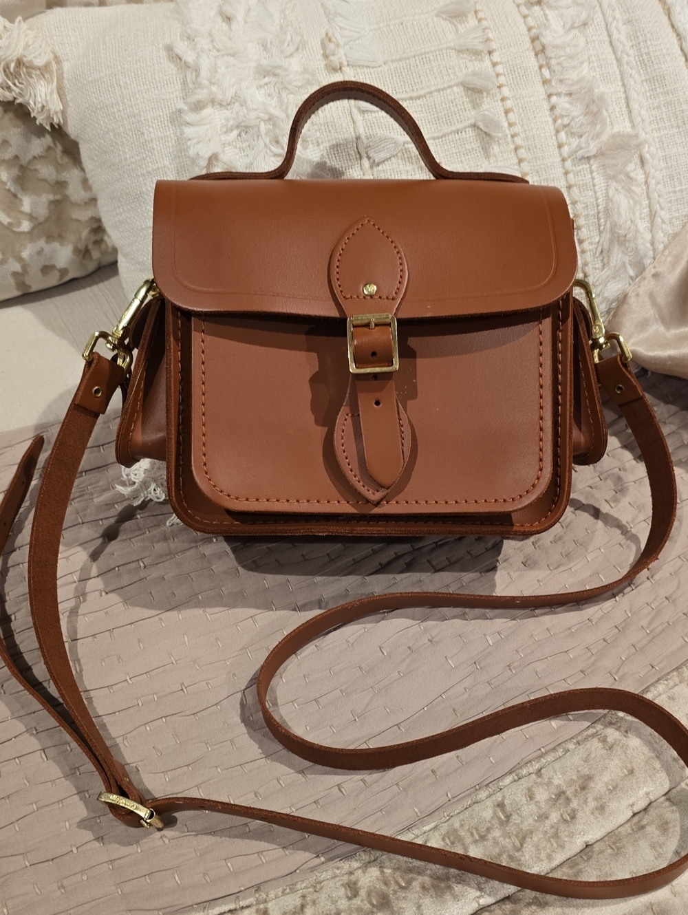 The Cambridge Satchel Company Tan Leather Mini Satchel with Gold Hardware